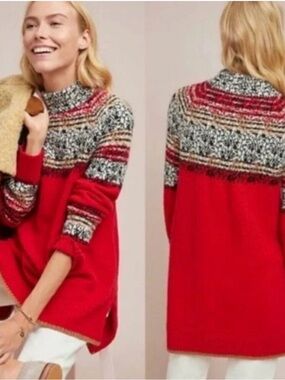 Anthropologie Moth Faire Isle Sweater Wool Alpaca Size small